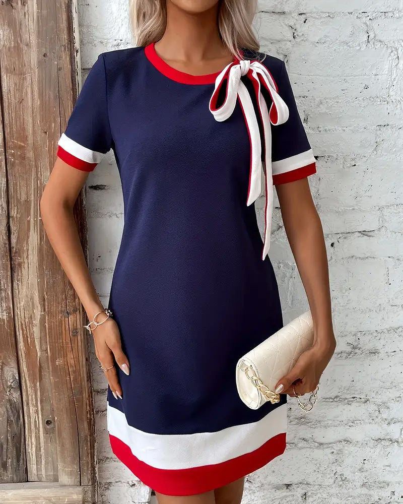 Kjole Kortærmet Kontrastbånd