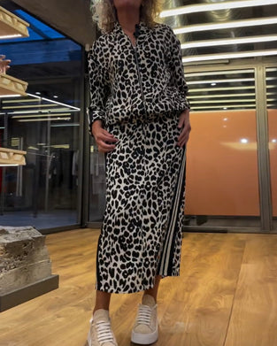 To-delt leopardprint sæt | Top og nederdel