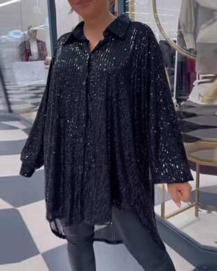 Casual skjorte med pailletter