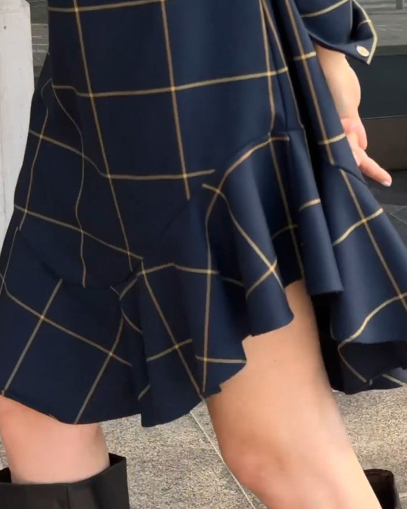 Ternet vintage kjole med rund hals