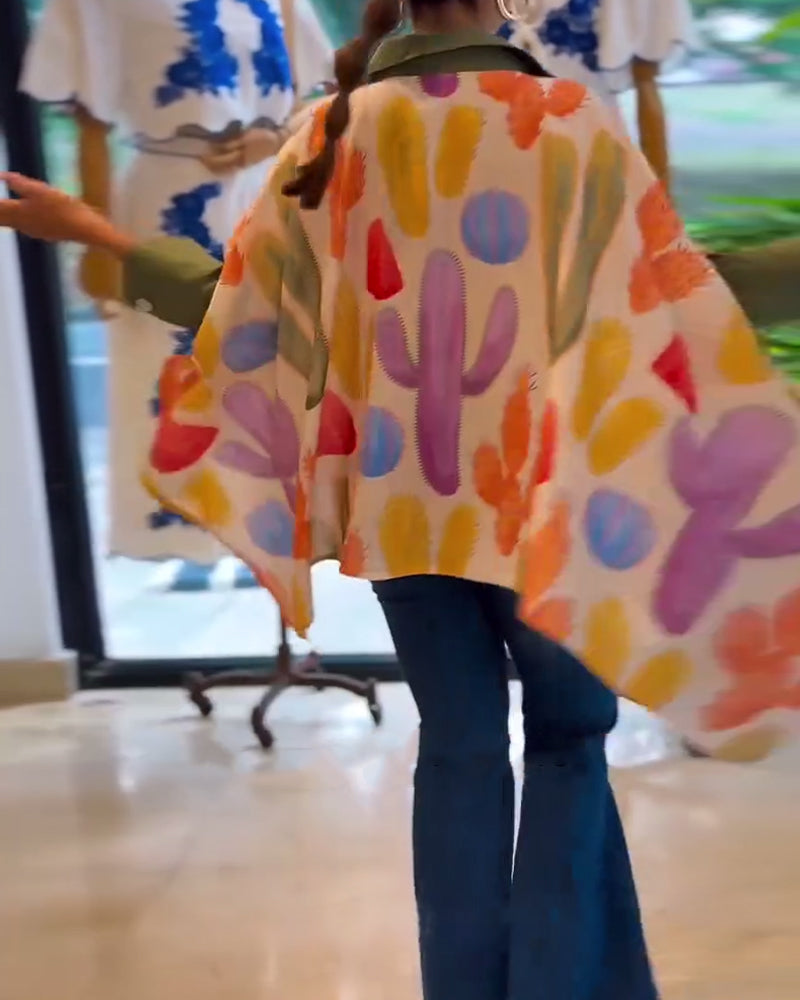 Bluse afslappet trykt løs