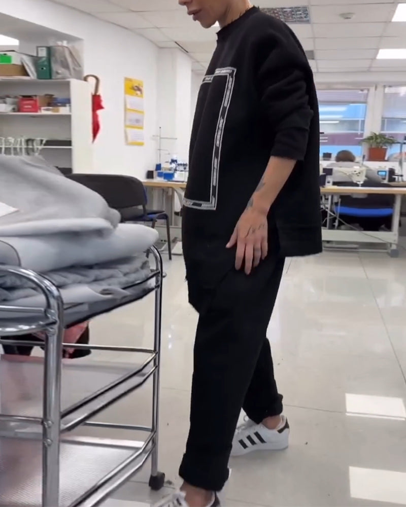 Afslappet og stilfuldt 2-delt sæt | Sweatshirt og joggingbukser