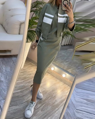 Sæt casual jakke ærmeløs kjole