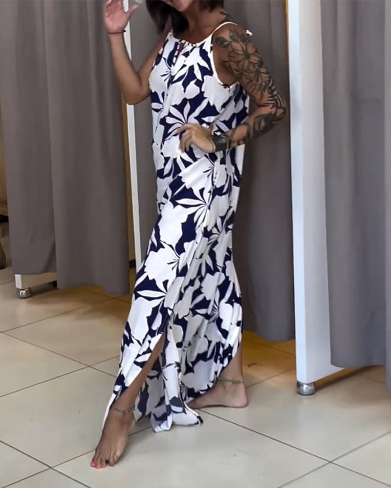 Kjole med bindebånd og print