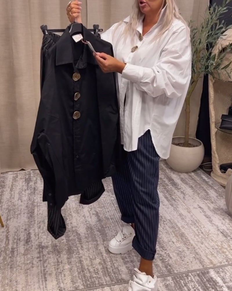 Stilfuld ensfarvet skjorte