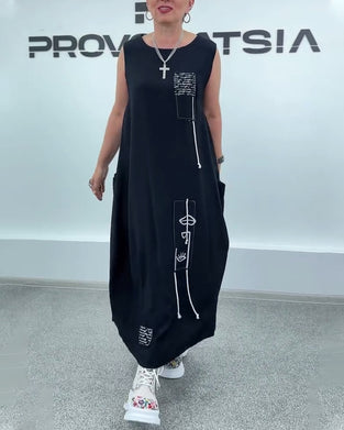 Kjole Uden Ærmer Oversized Bogstavtryk