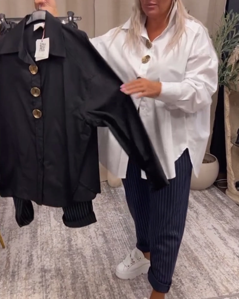 Stilfuld ensfarvet skjorte