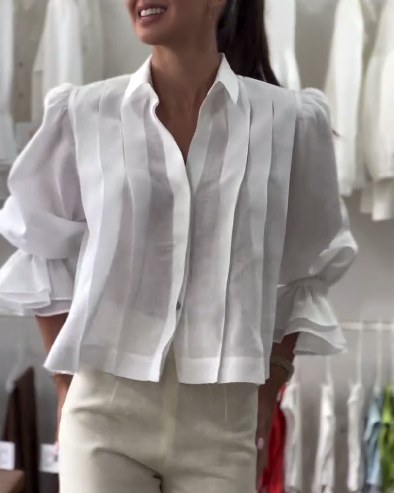 Bluse Puffærme Ruffle
