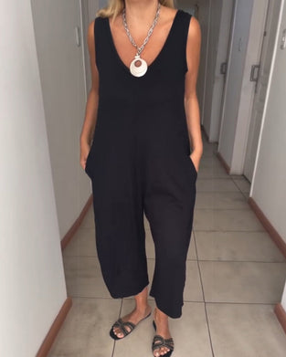 Sort jumpsuit uden ærmer