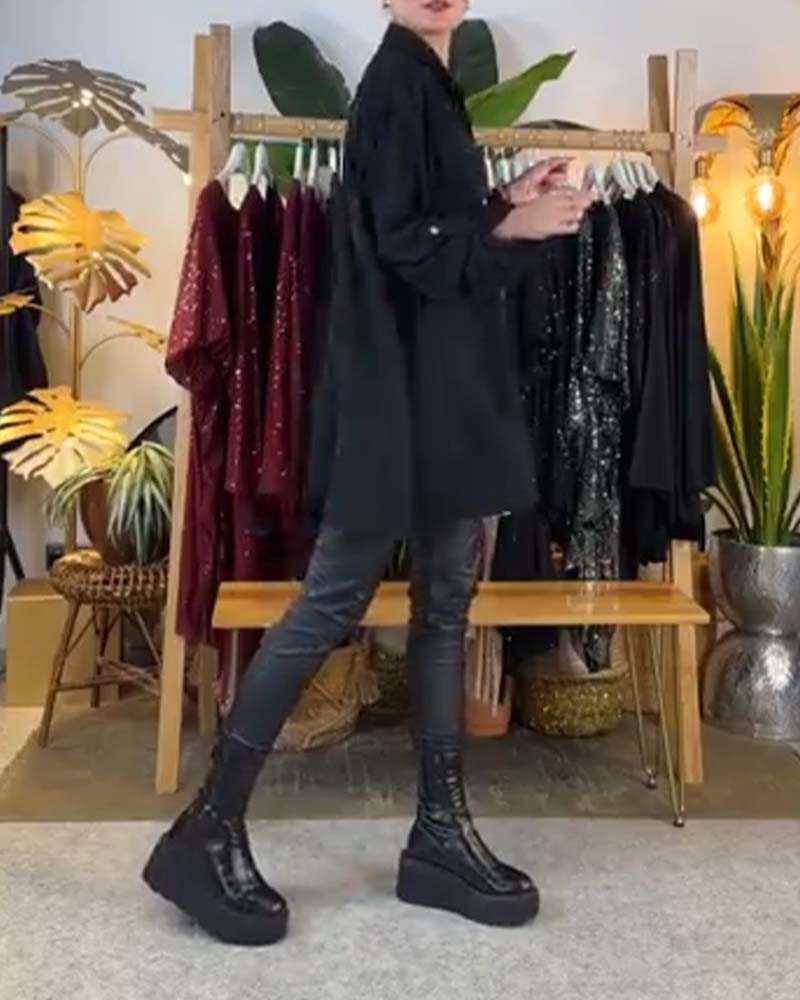 Afslappet skjorte med løs temperament lommepailletter