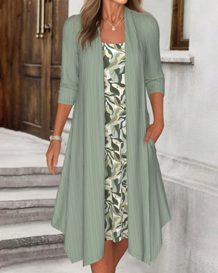 Kjole Uregelmæssig Falsk Todelt Trykt