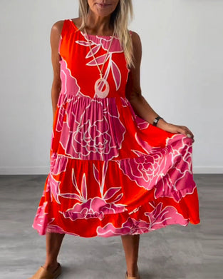 Kjole med patchworktryk til kvinder