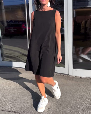 Kjole Uden Ærmer Ensfarvet Shift