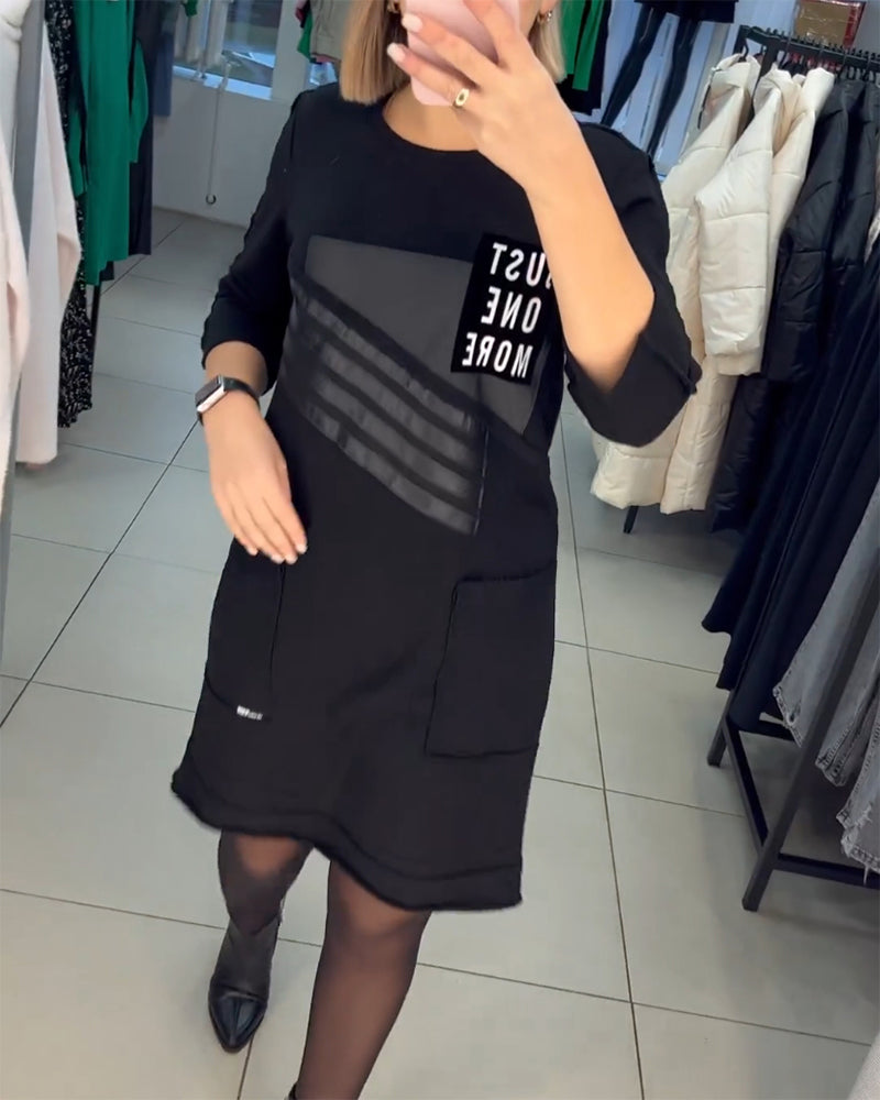 Shift kjole med print og sidelomme