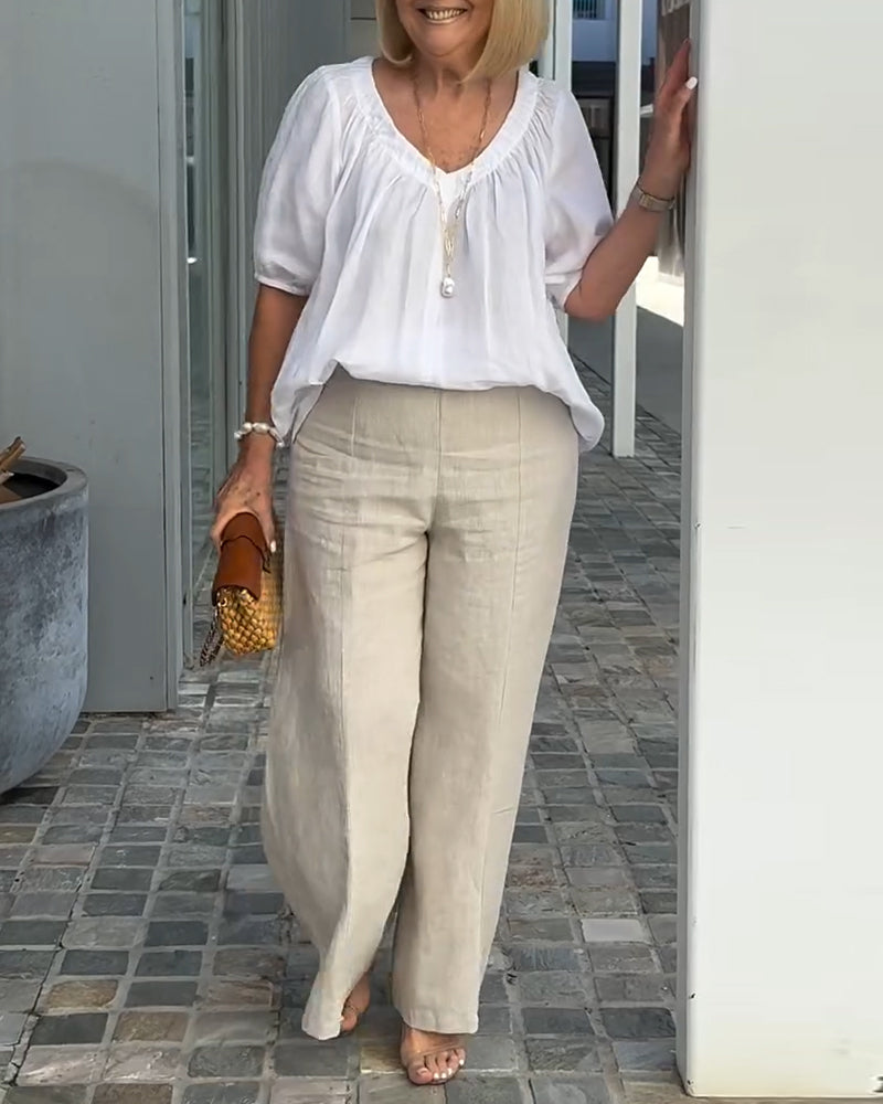 Sæt V-hals Casual Lette Bukser