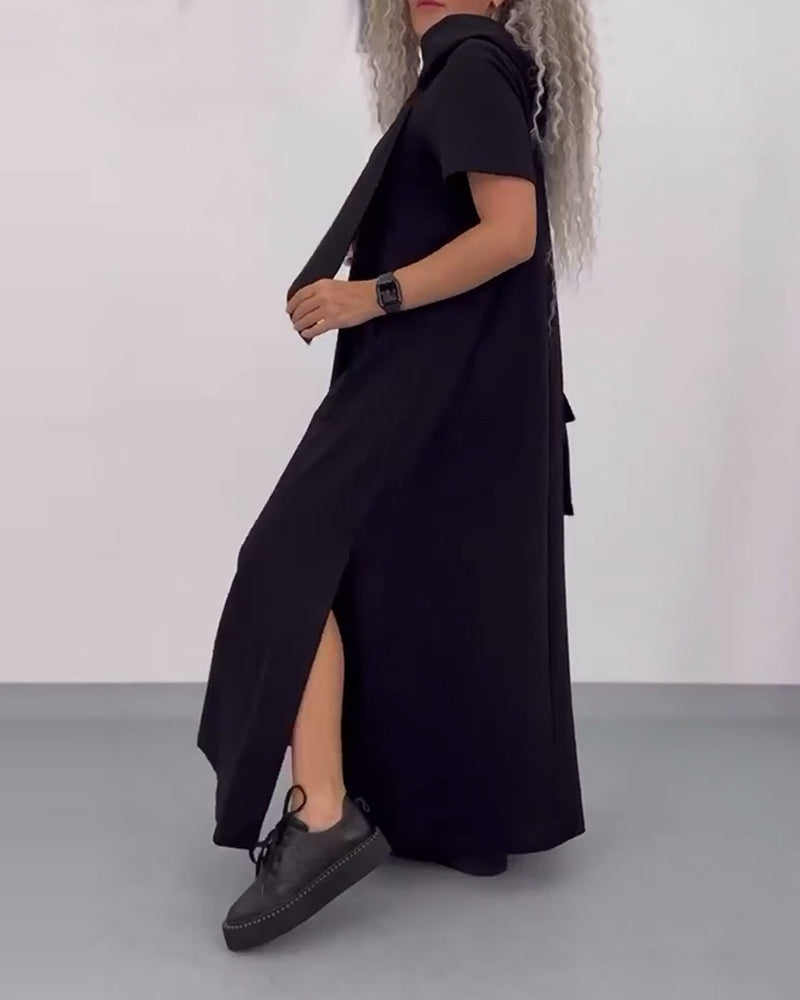 Kjole Ensfarvet Hættetrøje Casual