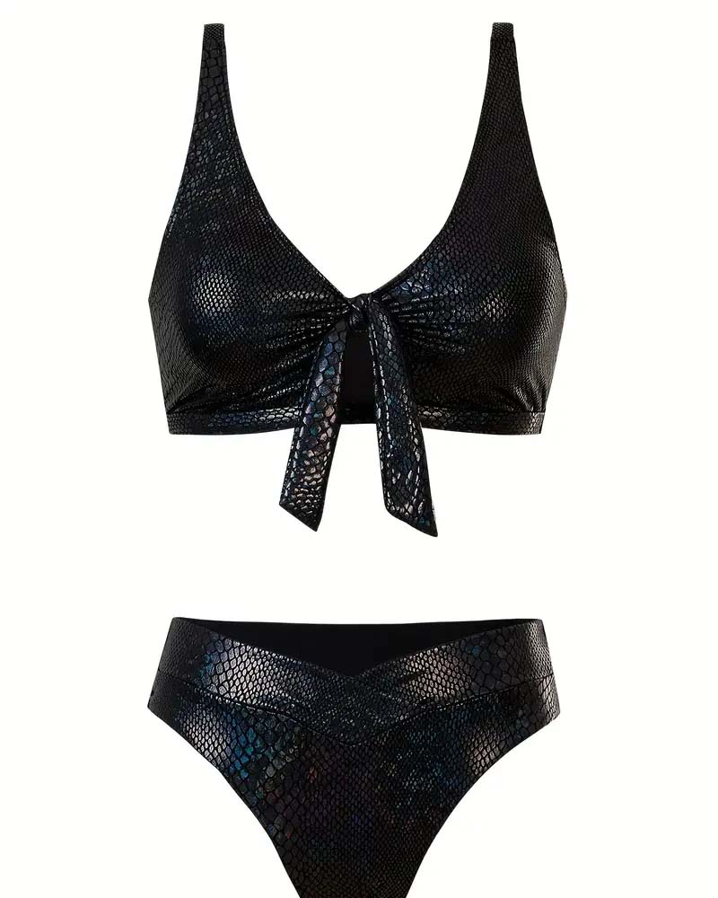 Bikini Slangeprint Brystbånd Høj Talje Triangel