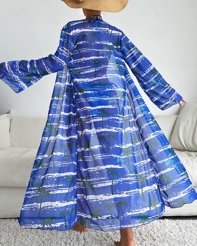 Tredelt bikinisæt med palmetræer