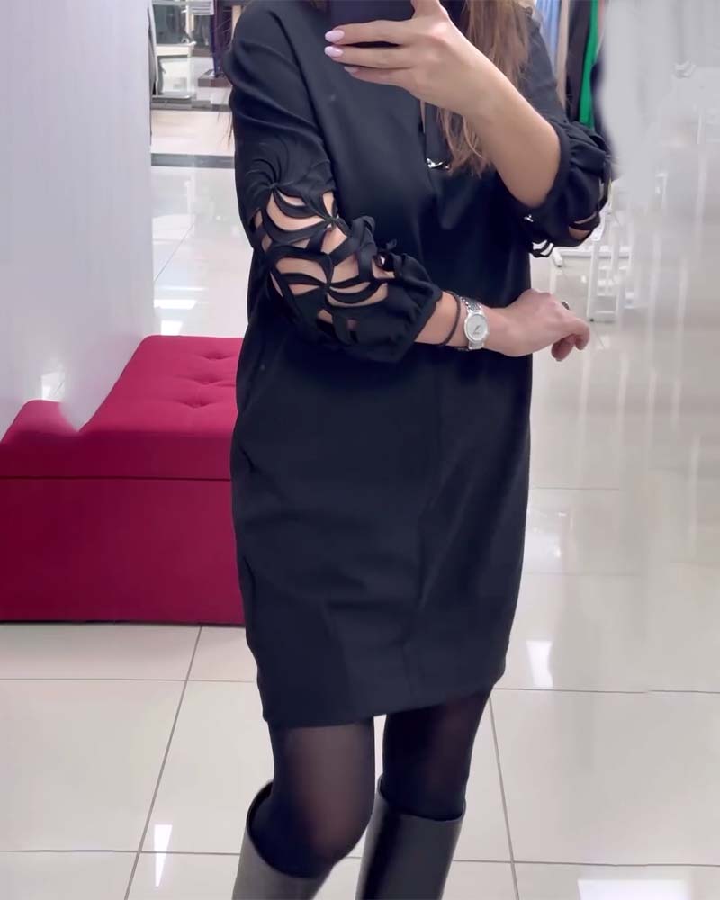 Kjole V-hals Lanterneærme Hul