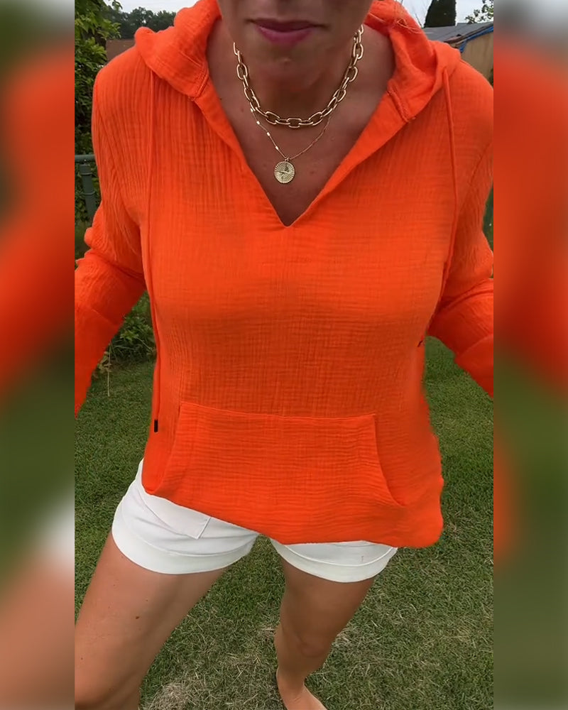Bluse Ensfarvet Med Lomme Mode