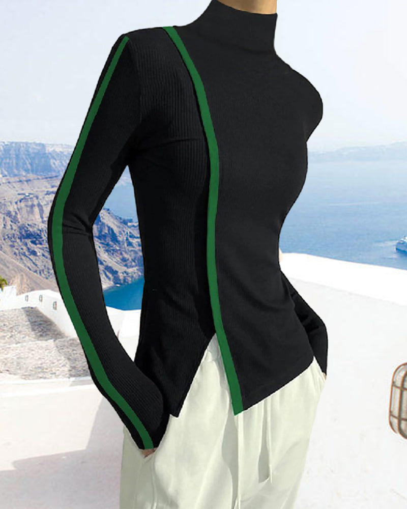 Turtleneck med grøn stribe