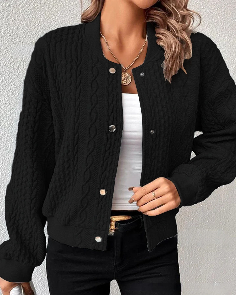 Button down cardigan i ensfarvet