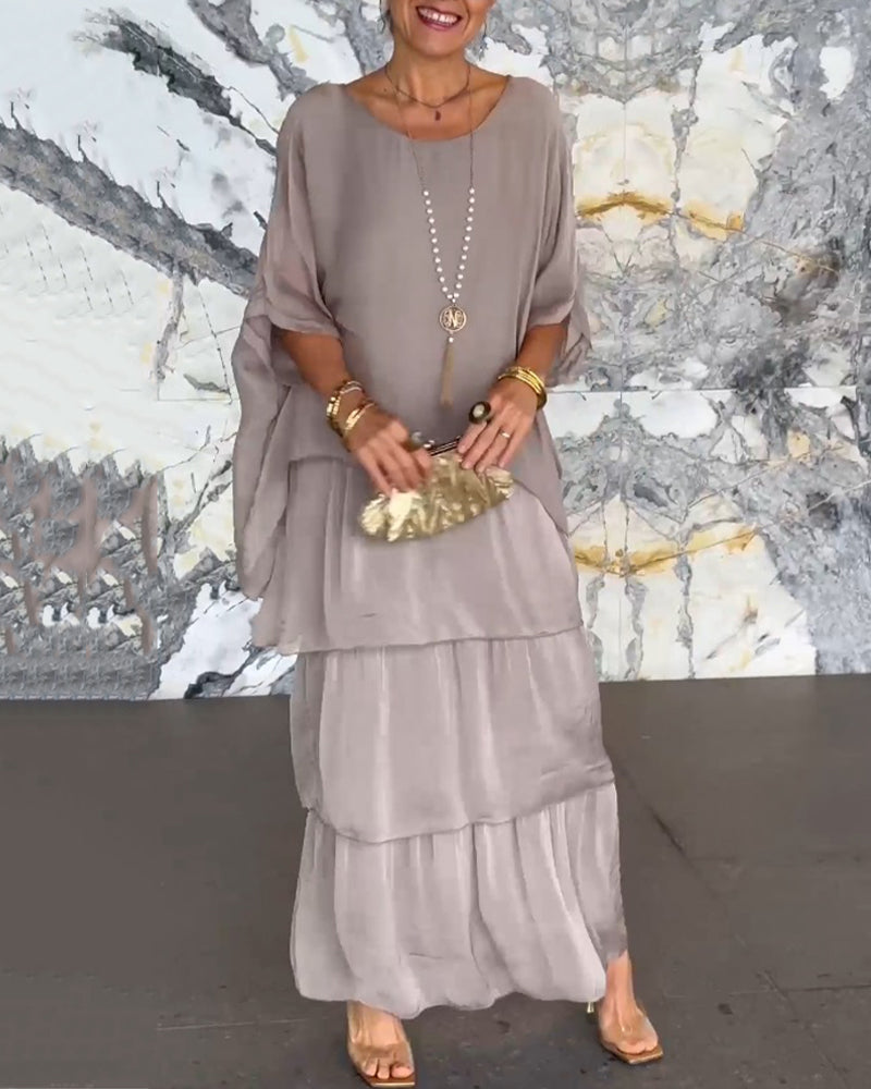 Lagopdelt kjole i løs pasform