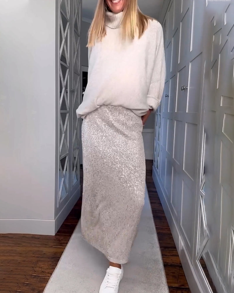 Ensfarvet enkel nederdel