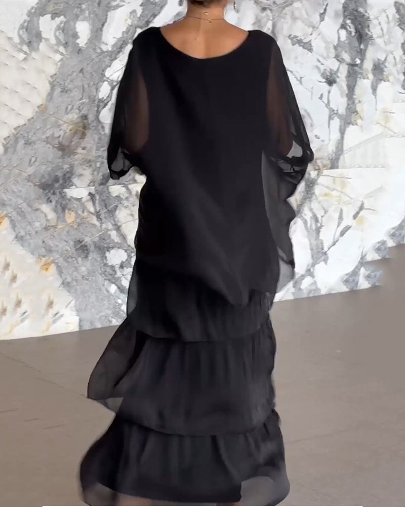 Lagopdelt kjole i løs pasform