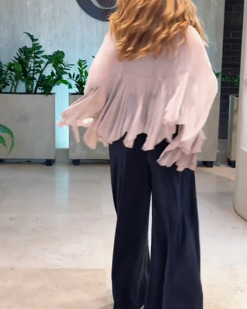 Bluse Med Elegant Ensfarvet Look