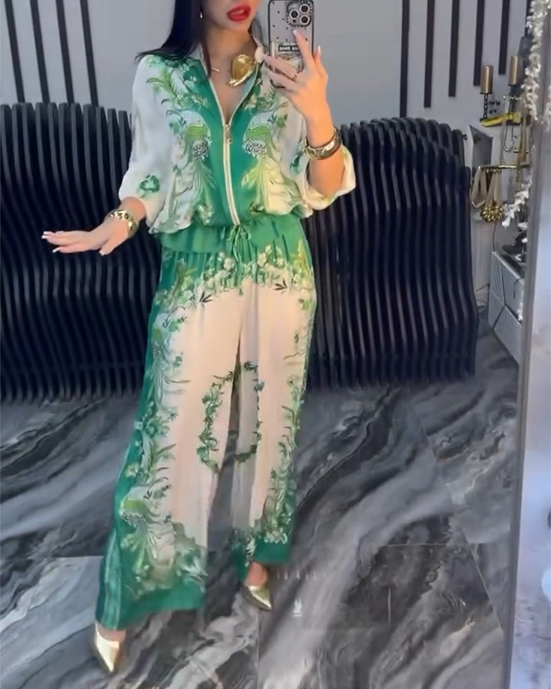 Bredbenet Jakkesæt Temperament Stående Krave Lynlås