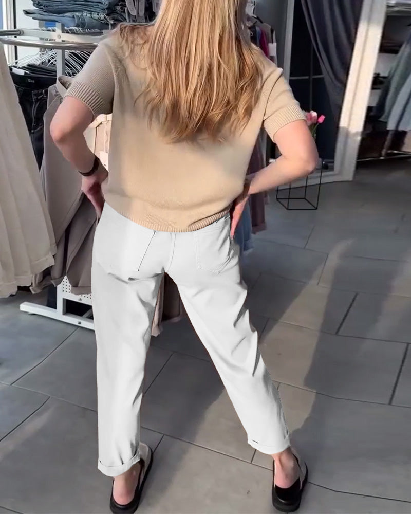 Bukser Ensfarvet Afslappet Lige