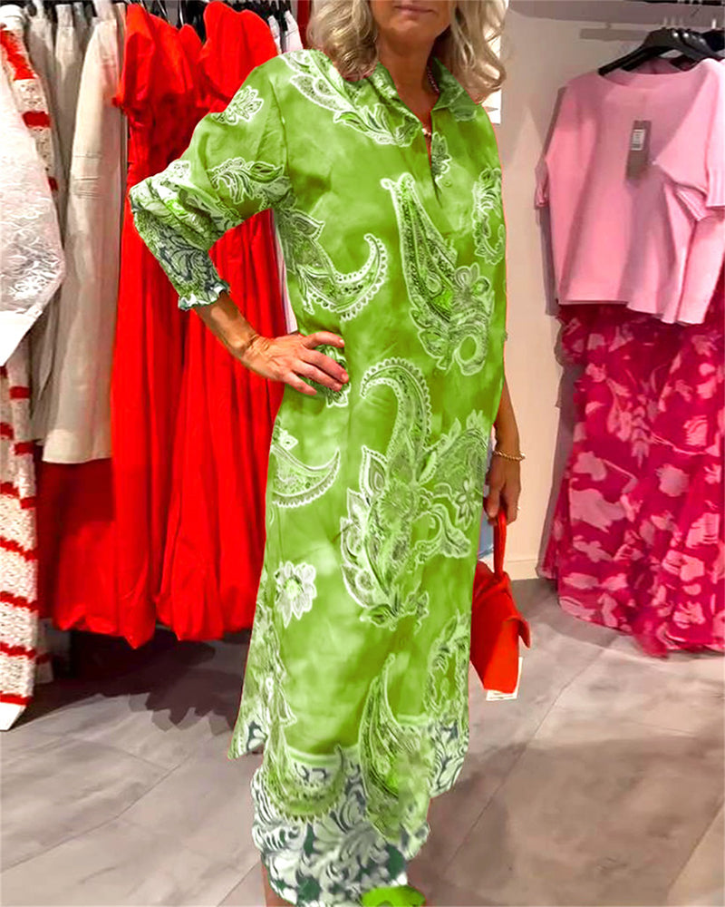 Kjole Ståkrave Lang Ærme Cashew Print