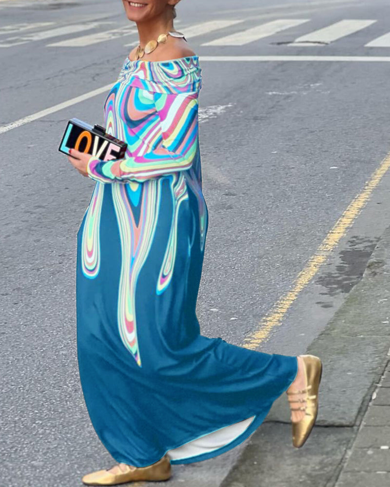 Elegant off-shoulder kjole med lange ærmer