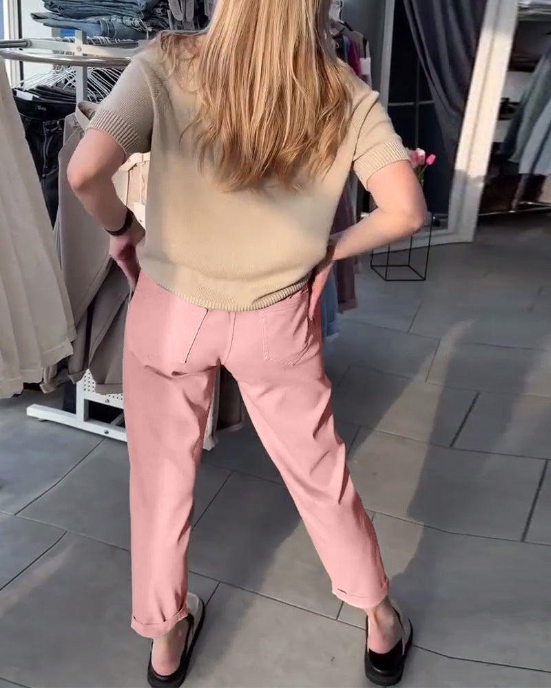 Bukser Ensfarvet Afslappet Lige