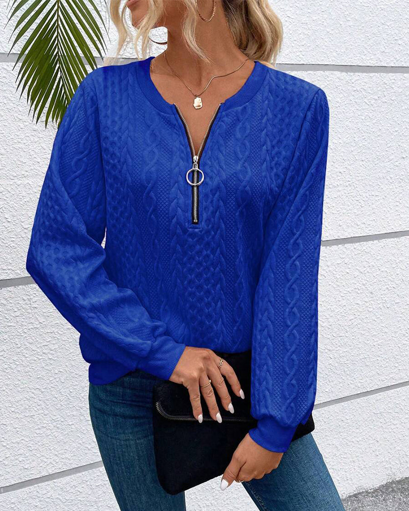 Langærmet lyserød sweatshirt med lynlås