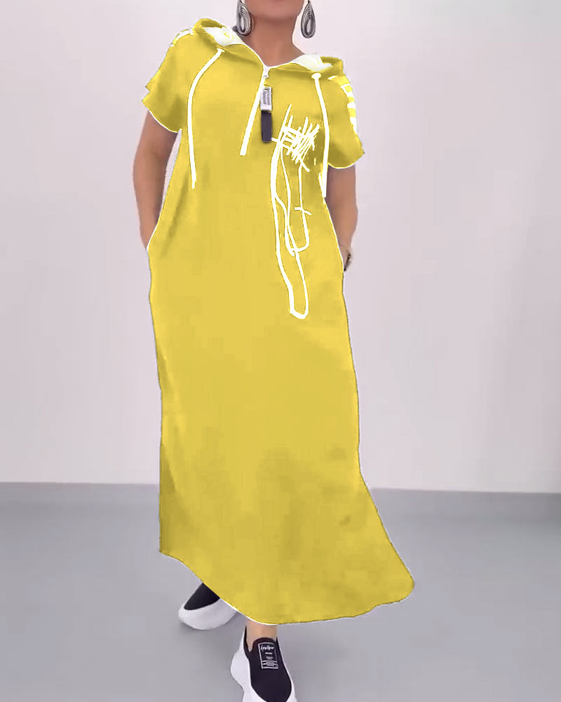 Kjole Halv-zip Løs Kontrast