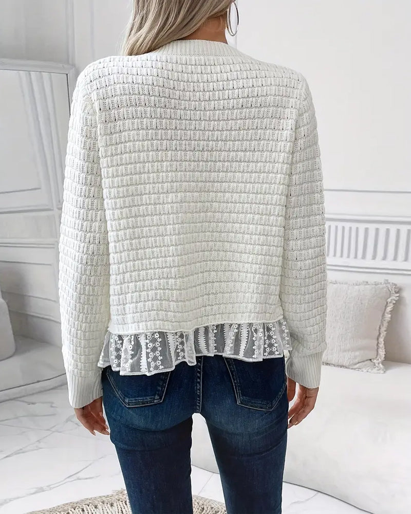 Frappe Langærmede Blonderpanelet Sweater