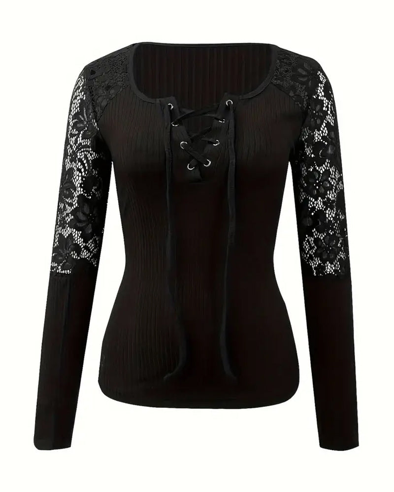 Bluse Med Bindekrage Strikket