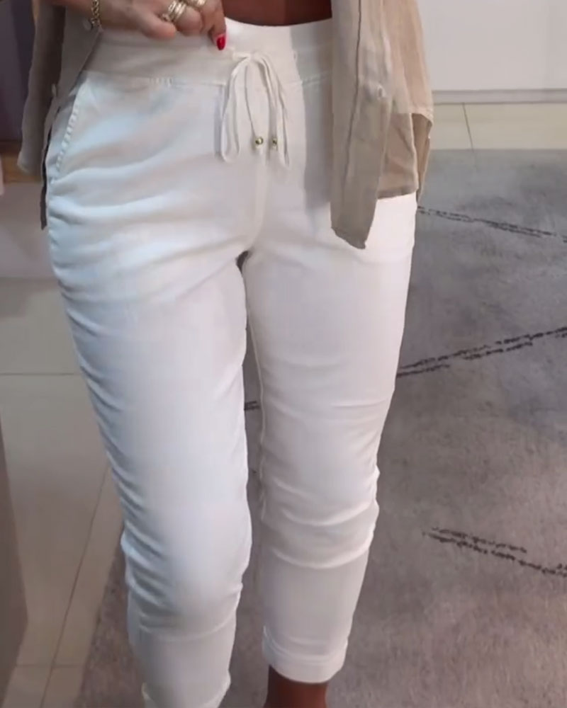 Tætsiddende Bukser Afslappet Med Snøre