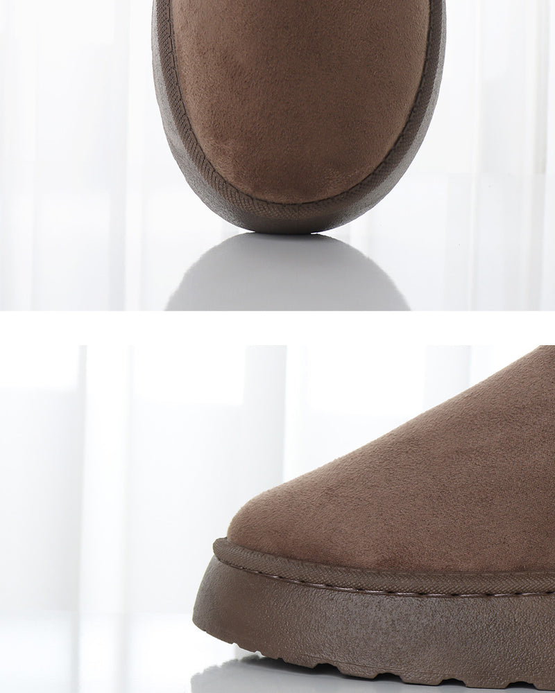 Ensfarvede snestøvler med tyk sål