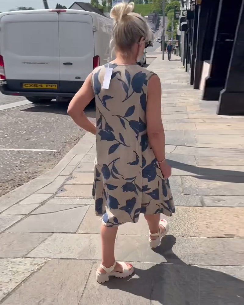 Kjole V-Hals Ærmeløs Trykt