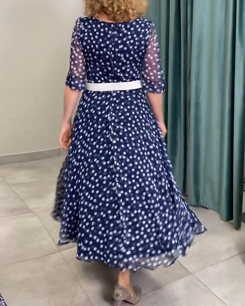 Kjole Halværmede Prik Chiffon