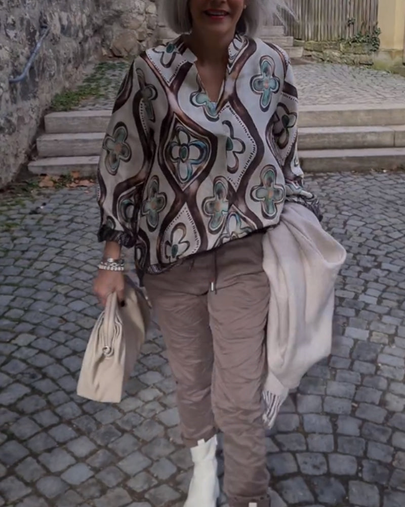 Langærmet bluse i retrostil