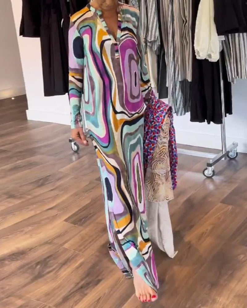 Lang kjole med psykedelisk print