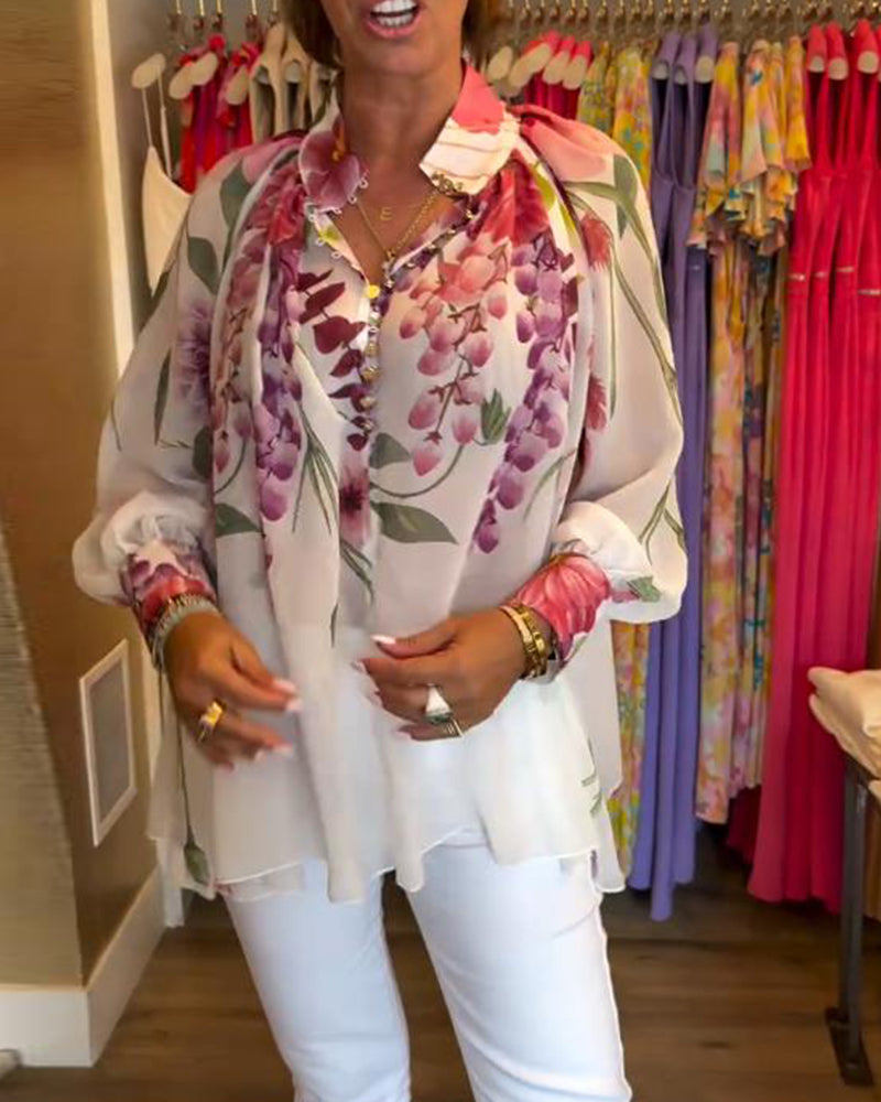 Bluse Lanterneærme Casual Printet