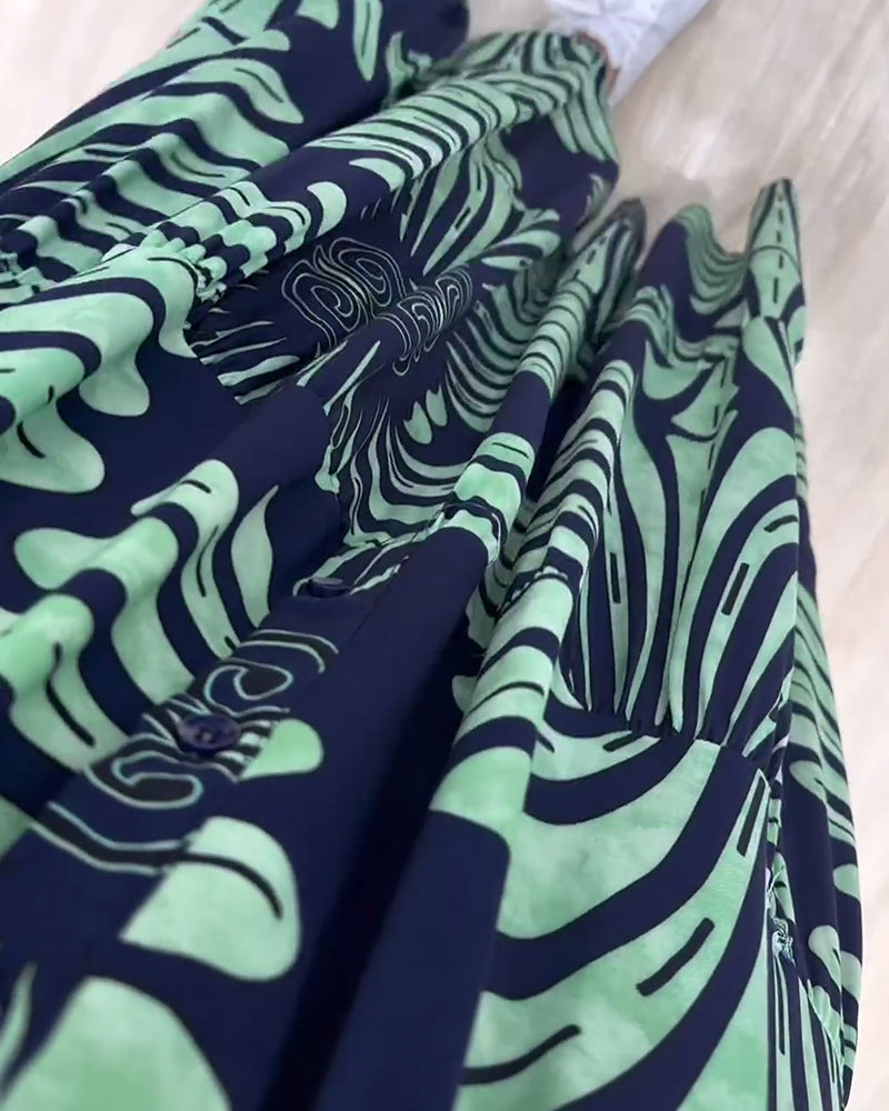 Langærmet maxikjole med print