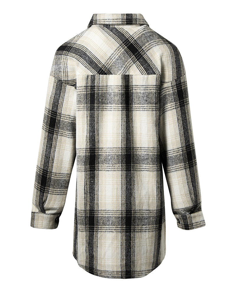 Lang ternet skjorte med lommer