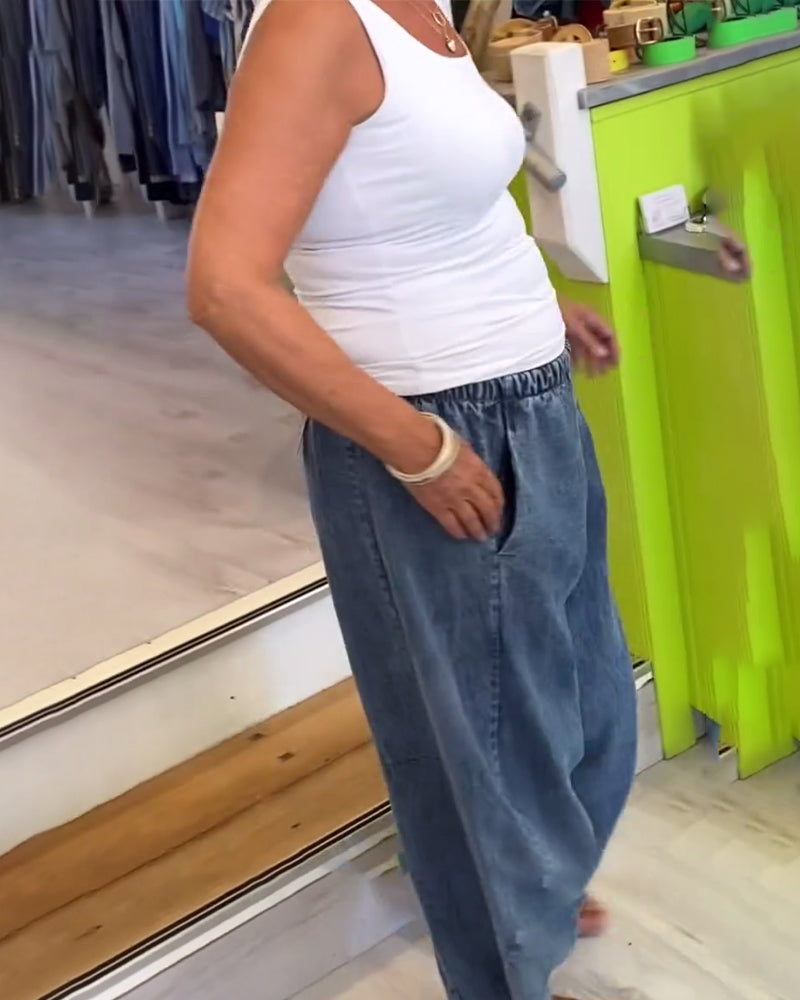 Afslappede Jeans Med Elastisk Talje