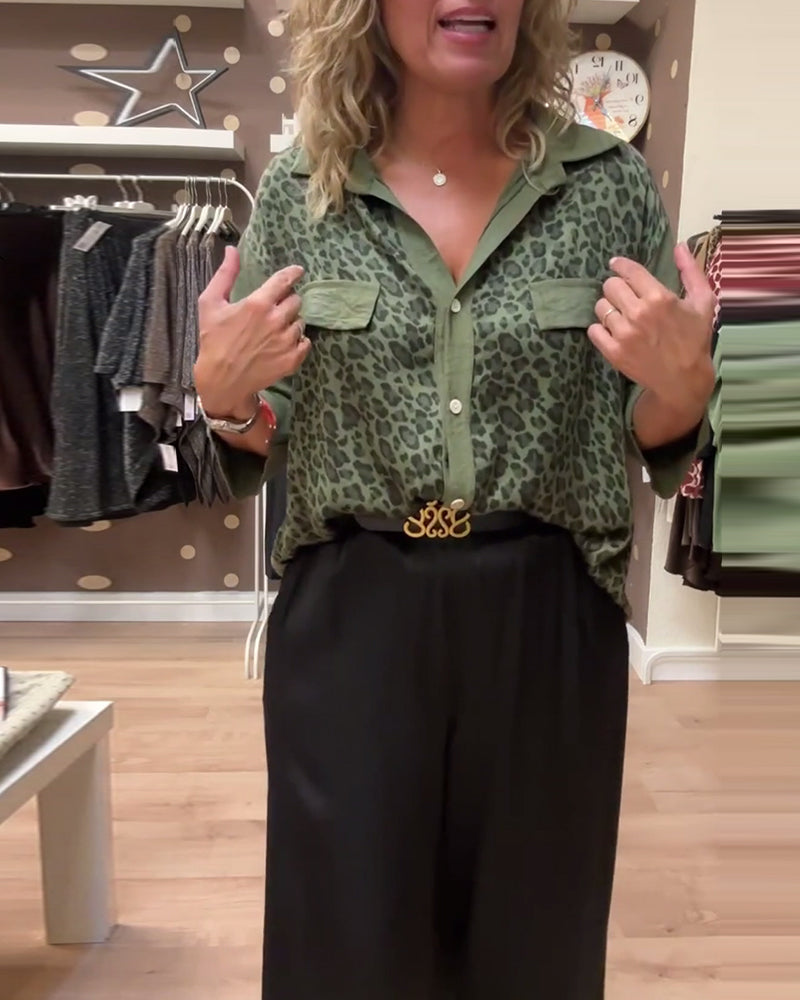 Skjorte med leopardprint